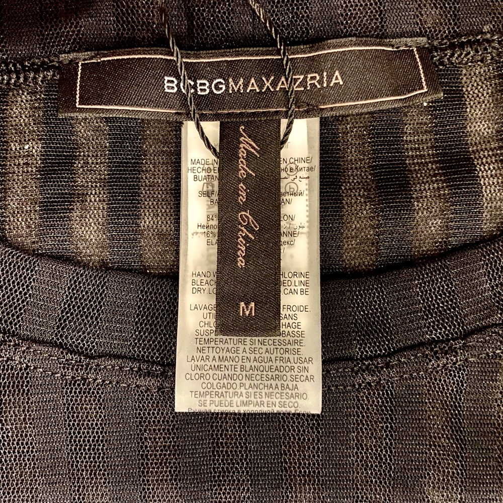 SOLD BCBG Sheer Black Striped Top - Picture 3 of 6